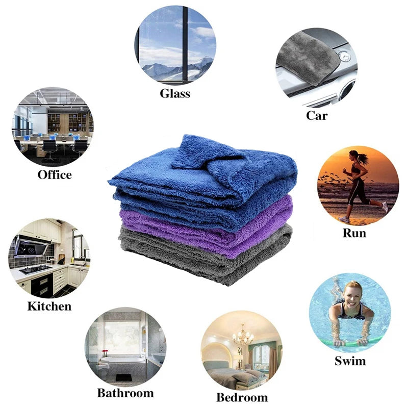 3/5/10Pcs Car Wash Microfiber Towel Cleaning Drying Car Polishing Cloth Soft Edgeless Car Detailing Waxing Towel 40X40CM 350GSM