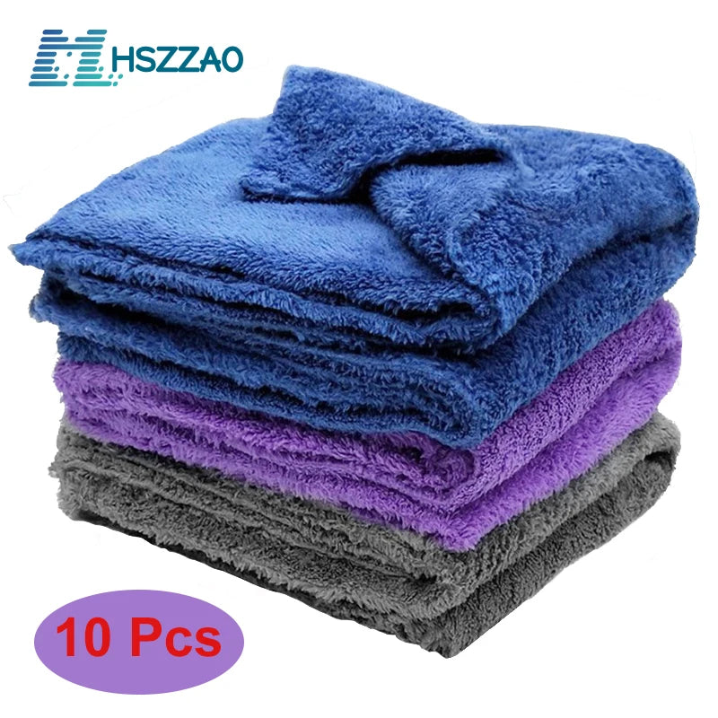 3/5/10Pcs Car Wash Microfiber Towel Cleaning Drying Car Polishing Cloth Soft Edgeless Car Detailing Waxing Towel 40X40CM 350GSM