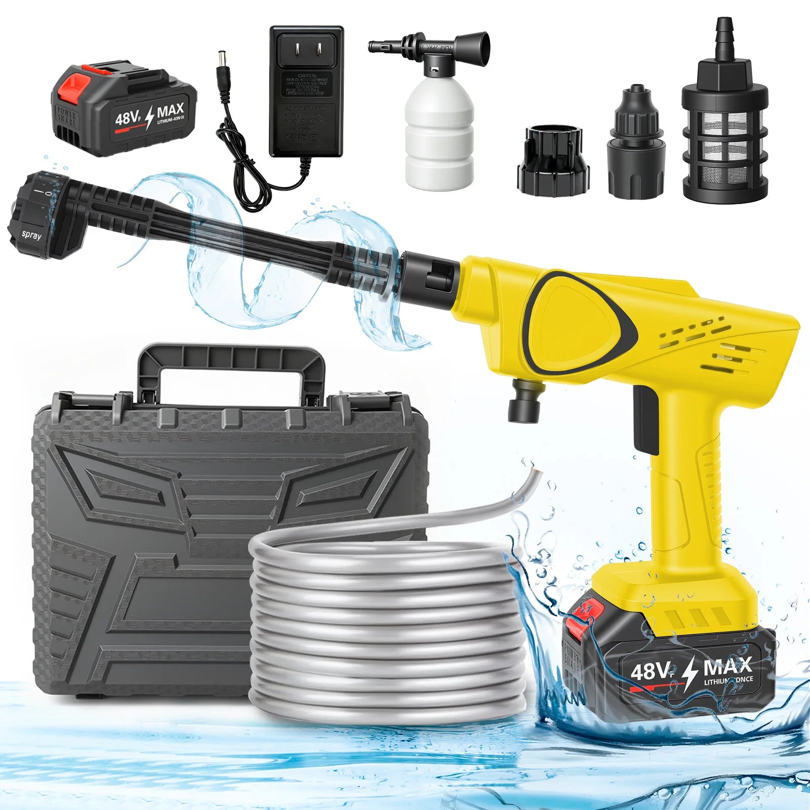 SurgeWash cordless pressure washer with 6-in-1 nozzle and included battery